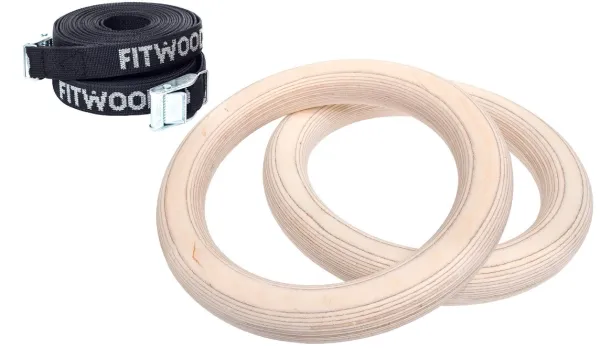 FitWood ULPU MINI Voimistelurenkaat 28mm - Puu pinta / Musta hihna